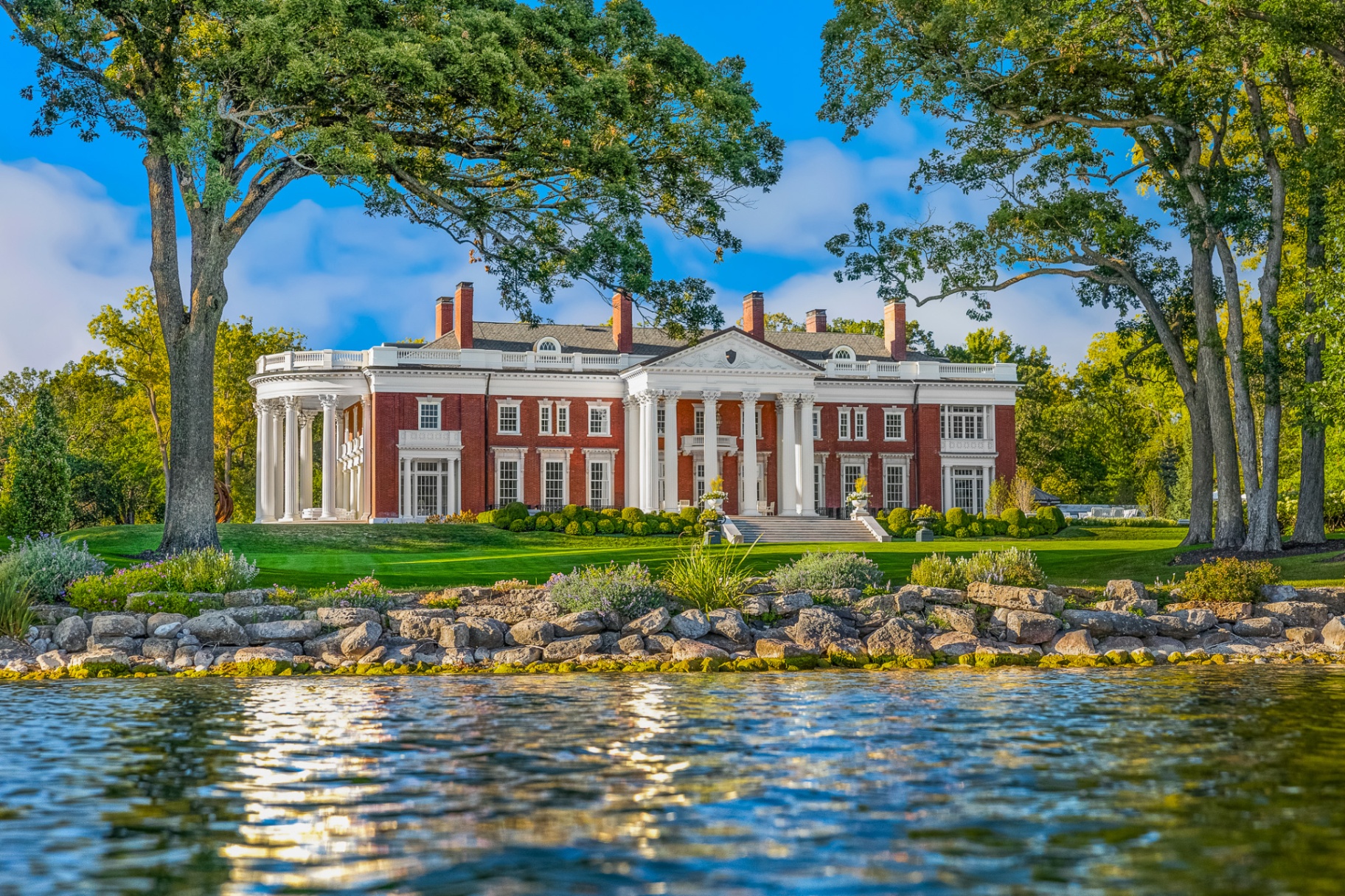 Lakefront classical estate from the water