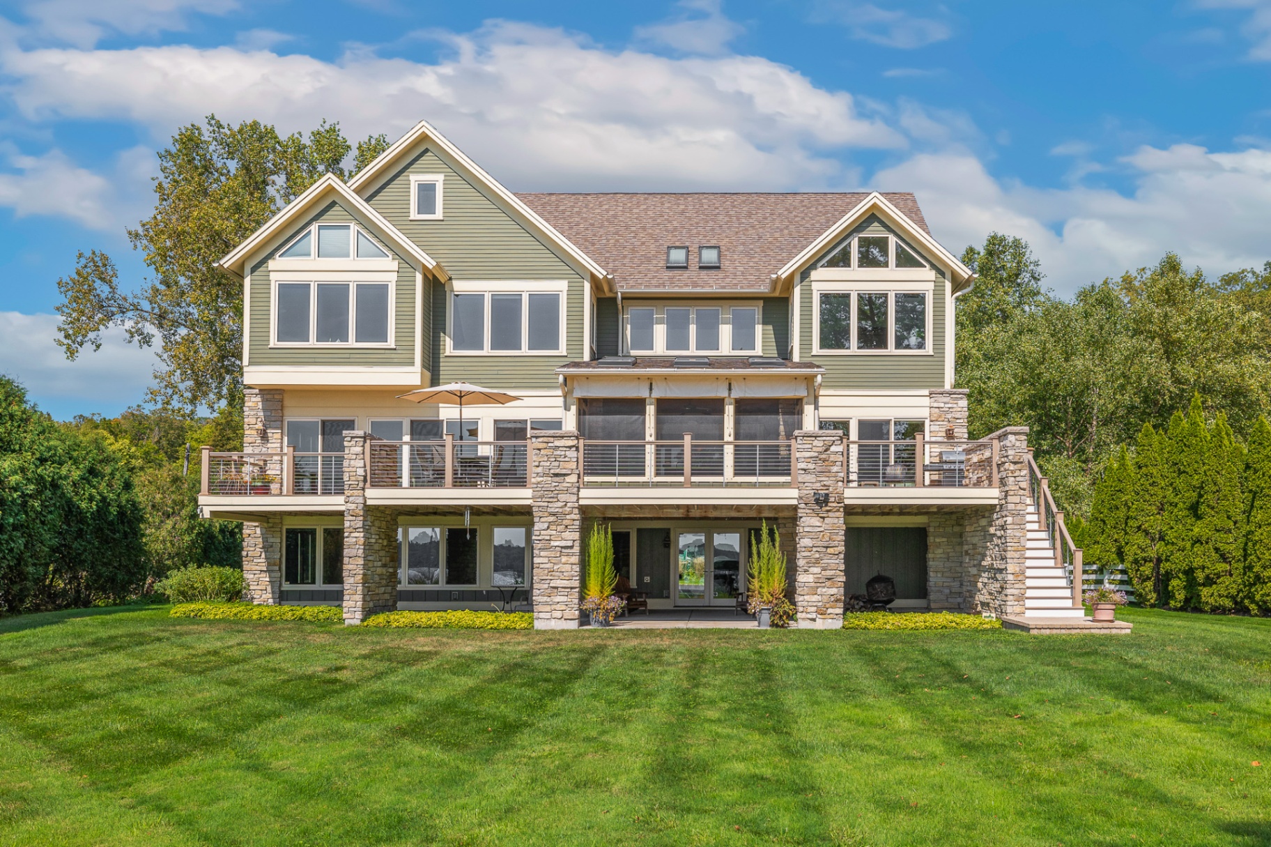 Shingle-style lakefront residence