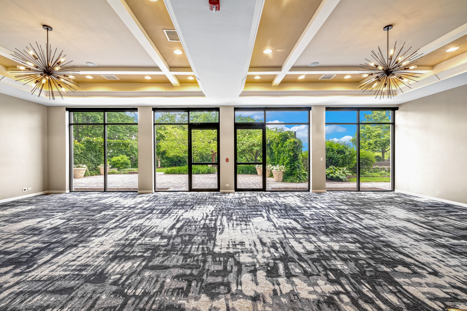Event hall with floor-to-ceiling glass
